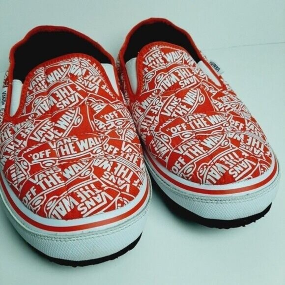 VANS / Slip-Er 2 Quilted Slipper Slip-on Sneaker Shoe Red & White Logo Sz 9.5 - Picture 7 of 16